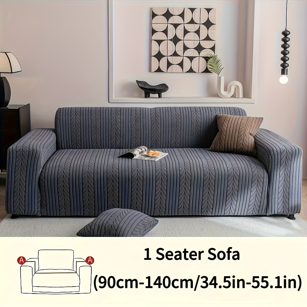 Sofa Cover Stretchy Washable Slipcover for 1 2 3 4 Seater Couch, Zigzag Textured Fabric, Scratch Slip Resistant Furniture Protector, Cream White Light Grey Dark Gray Coffee Brown