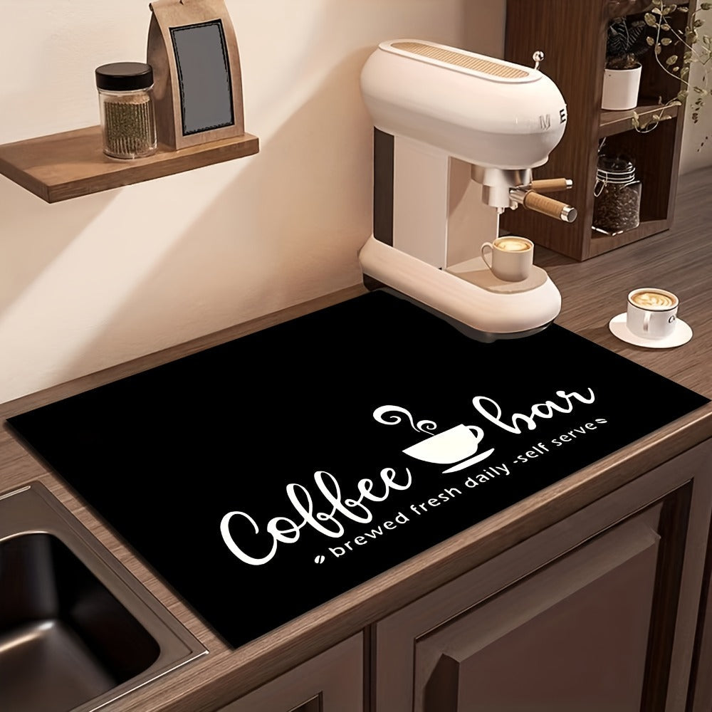 Coffee Machine Mat Absorbent Dish Drying Mat Bohemian Coffee Bar Mat for Kitchen Countertop Coffee Station Accessories Placemat Decor