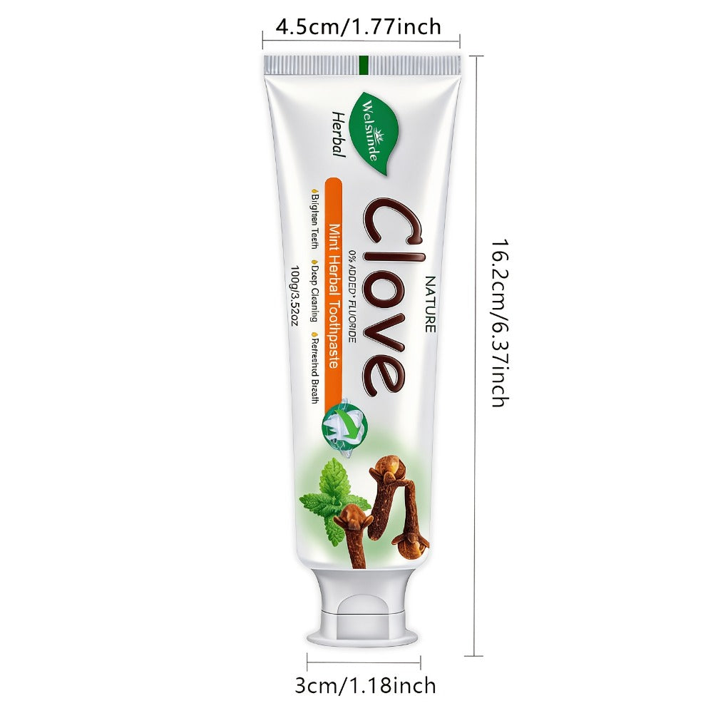 Herbal Toothpaste with Clove & Mint ¨C Fluoride Free Deep Cleaning Whitening Toothpaste for Sensitive Gums, Natural Breath Freshener with Herbal Extracts, Daily & Travel Oral Care for Adults & Kids