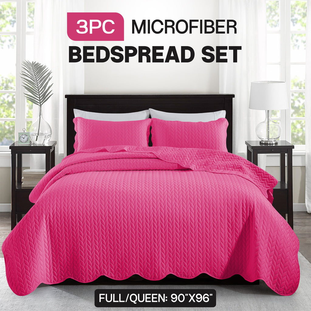 Bedspread Set 3-Piece Microfiber Floral Coverlet with Pillow Shams - Soft Breathable Lightweight All-Season Bed Cover for Queen King Twin California King
