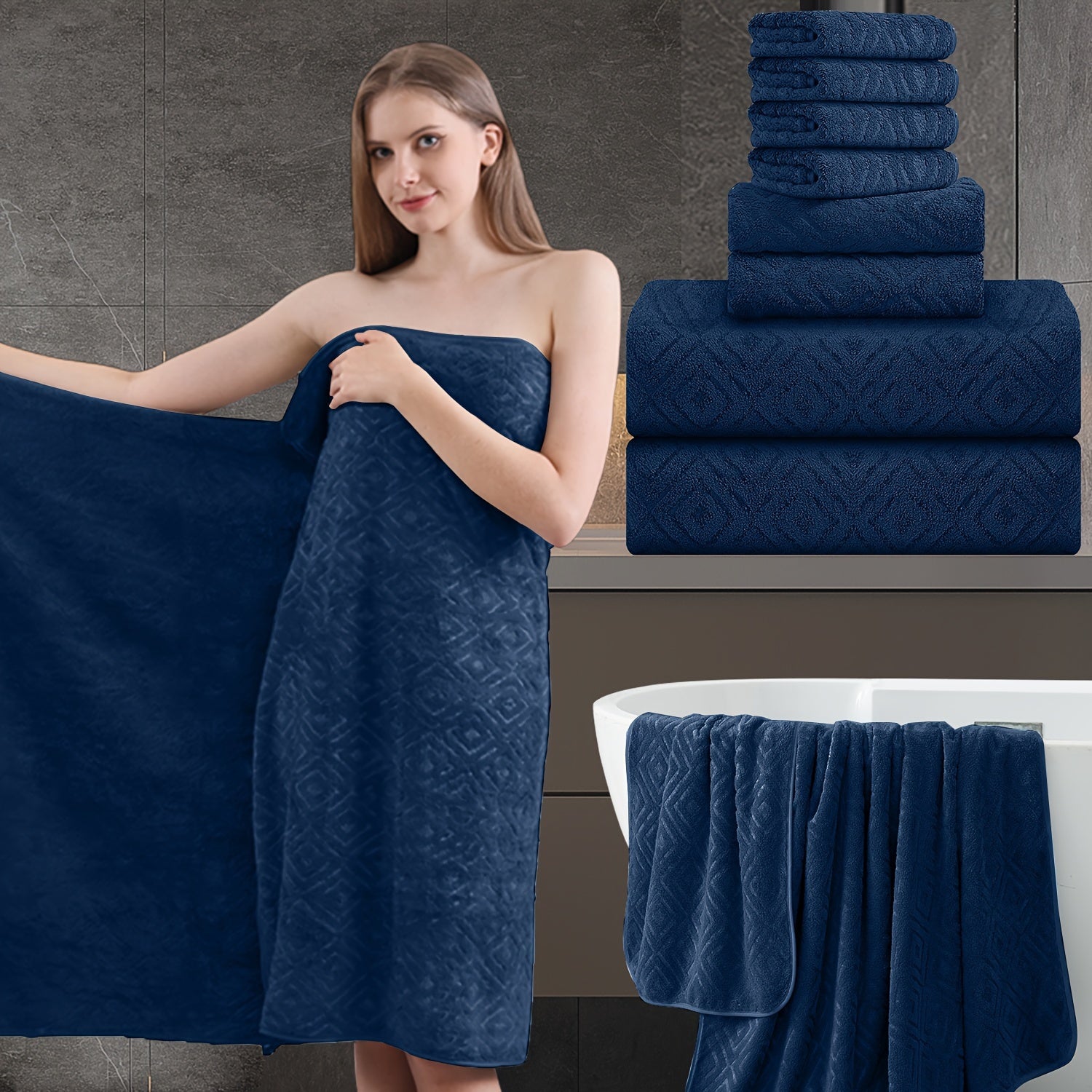 700GSM Bath Towel Set 8 Piece Extra Large Ultra Soft Thick - Highly Absorbent Quick Dry | 2 Oversized Bath Towels 2 Hand Towels 4 Washcloths | 16 Colors | Bathroom Hotel Gym Spa Adult Gift Set
