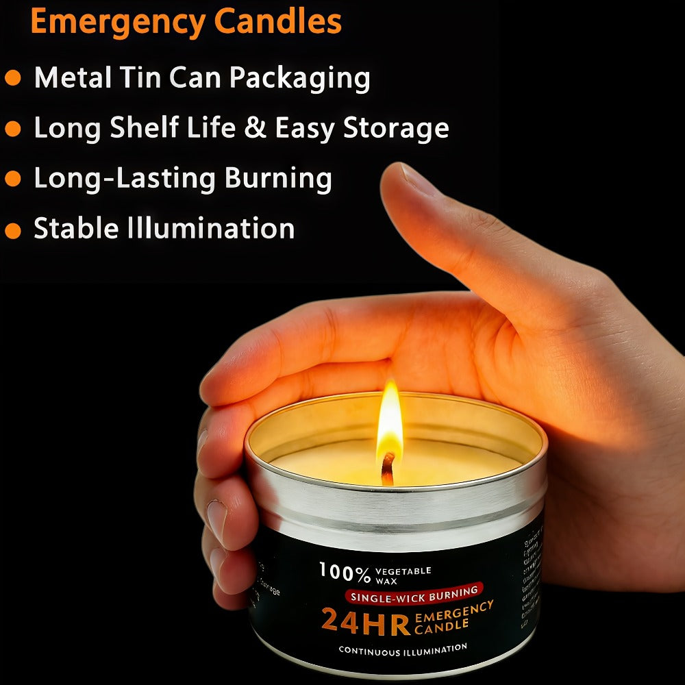 Long Burning Candles 4 Pack 96 Hour Burn Time Unscented Soy Palm Wax Candles in Metal Tins 80g Each Emergency Candles for Power Outage Camping Hiking Indoor Outdoor Holiday Decor Halloween Christmas