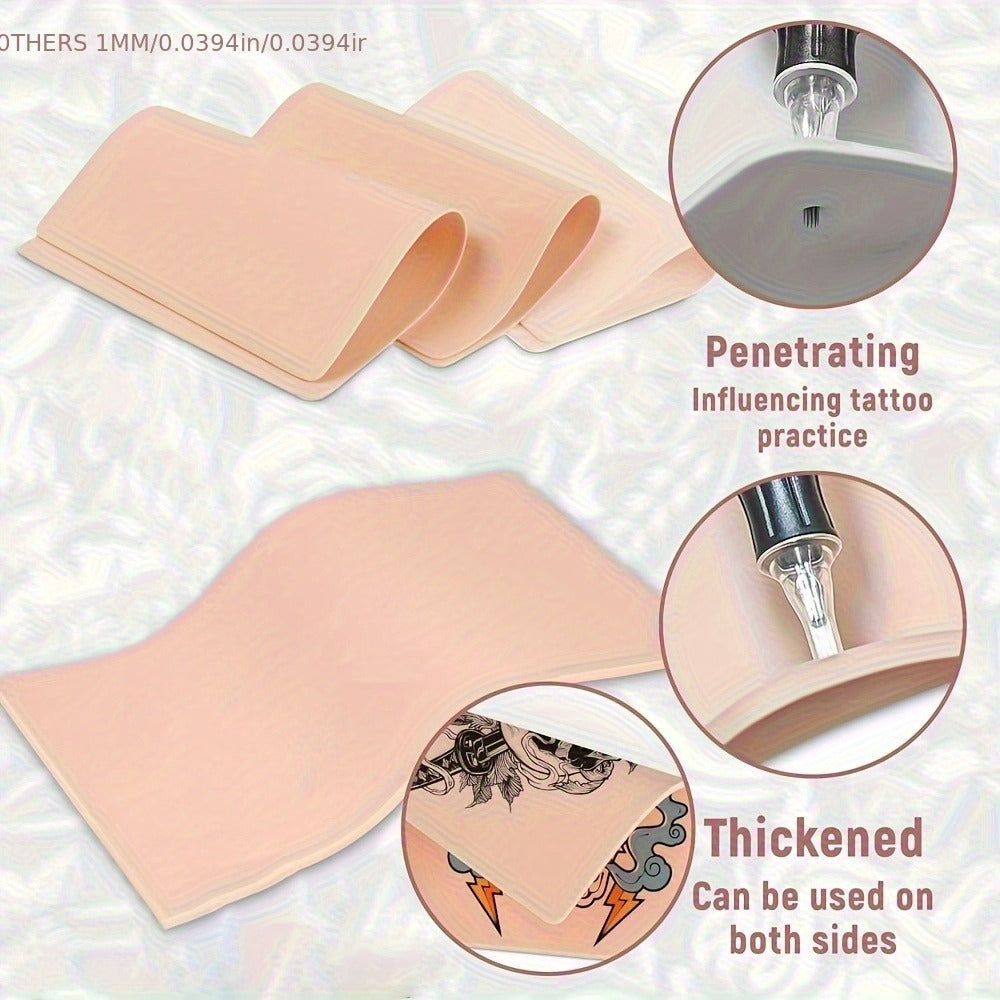 Tattoo Practice Skin Kit ¨C Double-Sided Silicone Training Skin with Transfer Papers for Microneedling, Eyebrow & Lip Tattoo ¨C Soft & Durable Beginner Set (34pcs or 71pcs)