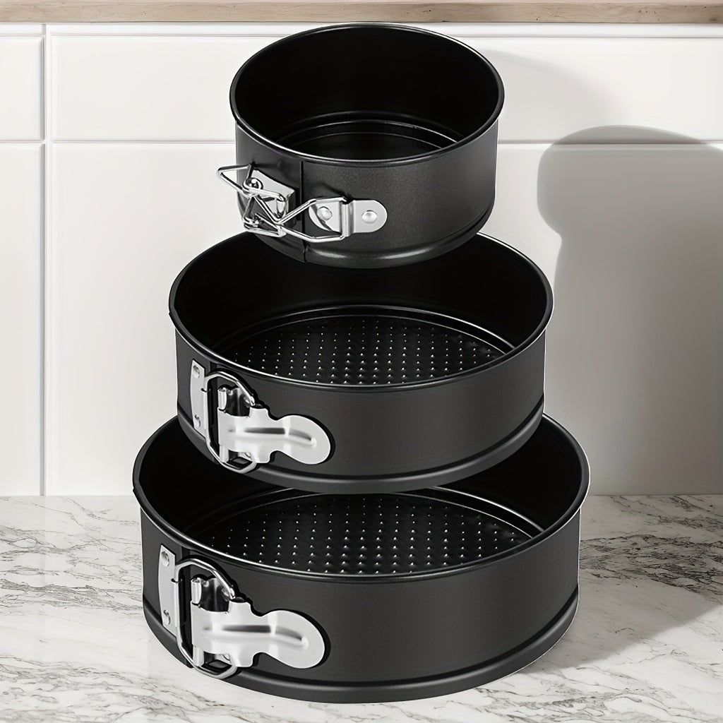 Springform Cake Pan Set, Nonstick Carbon Steel Cheesecake Pan with Removable Bottom & Locking Latch, Round Springform Pan for Cheesecake Pizza Quiche Mousse, 4-Inch Set or 4¡±/7¡±/9¡± 3-Piece Set