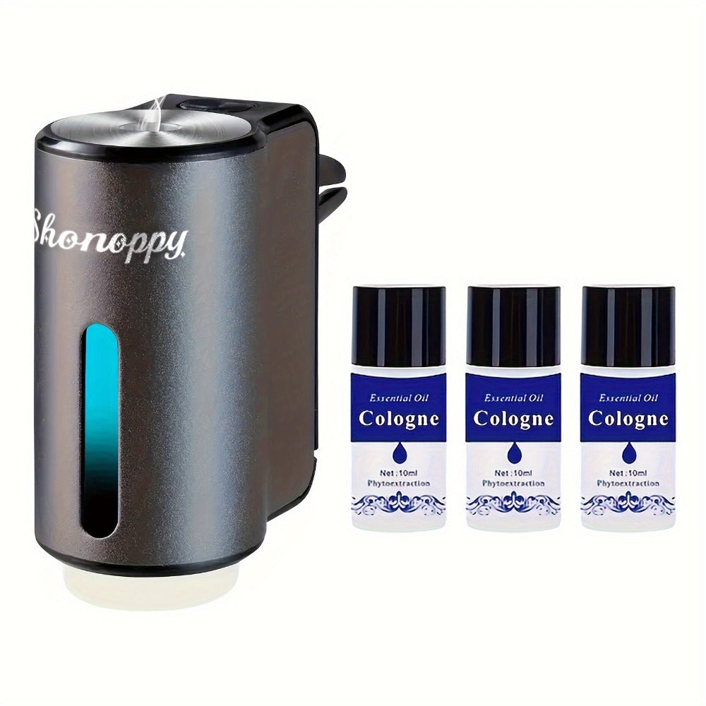 Car Air Freshener Diffuser USB Aromatherapy Humidifier with 3 6 10 Bottles Essential Oils 0.34oz Adjustable Fragrance Output Vehicle Scent Diffuser Gray Blue Red