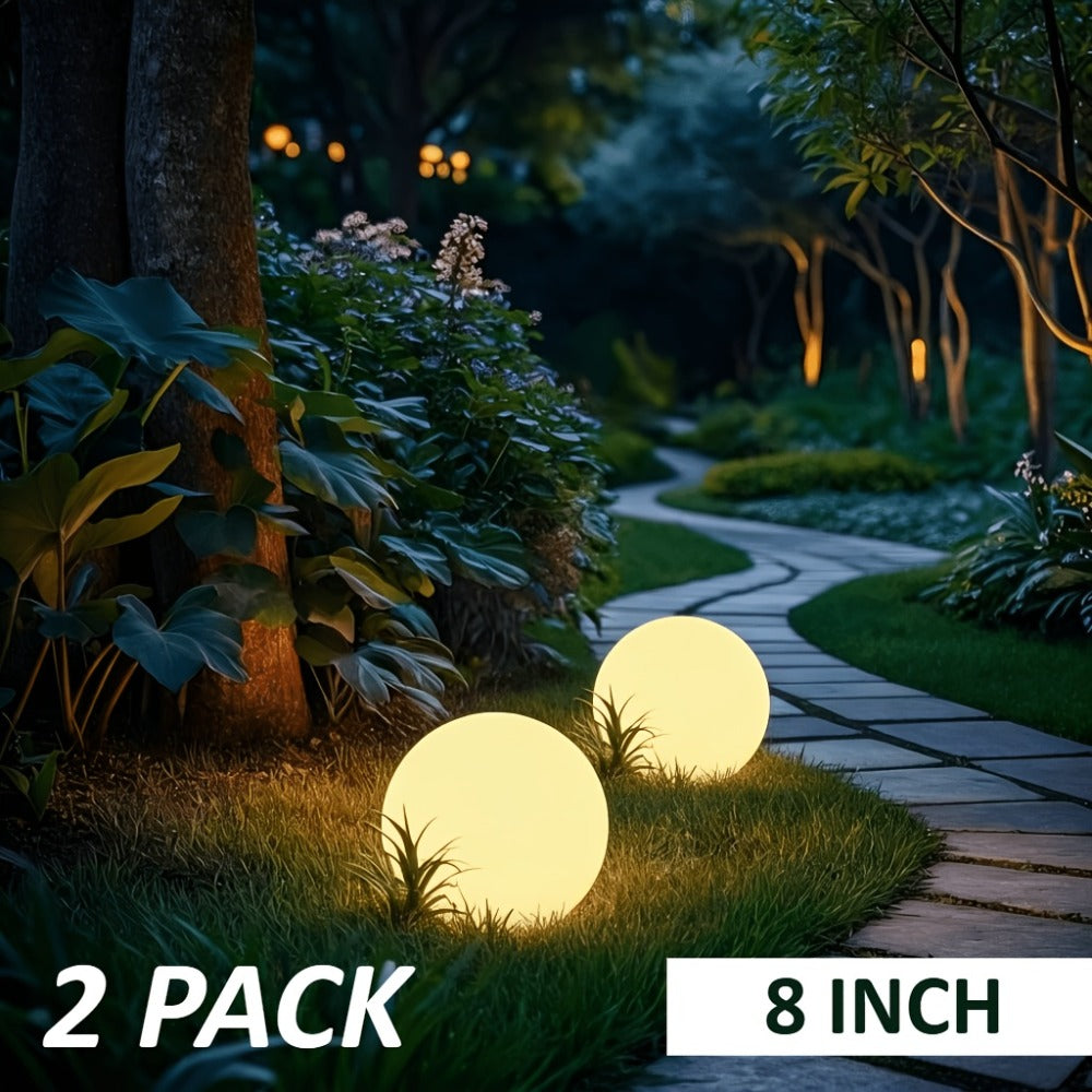Solar Globe Lights Outdoor 8 Inch RGB Color Changing 16 Colors Remote Control Waterproof Garden Ball Light for Patio Yard Lawn Pool Pathway Party Decor