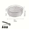 Air Fryer Rack 7 Piece Stainless Steel Dehydrator Stacking Rack with Clips - Reusable Round Multi-Layer Air Fryer Accessories for 4.2QT to 5.8QT Air Fryers, Oven Safe, Dishwasher Safe, Easy to Clean