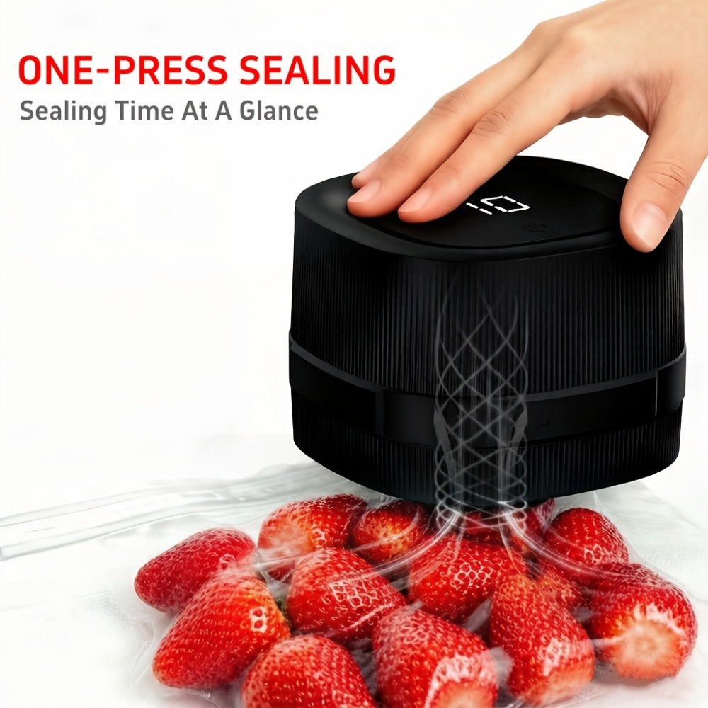 Electric Jar Vacuum Sealer 3-in-1 with 14 Sealing Lids ¨C One-Button Leak-Proof Vacuum Sealing Machine for Food Storage, Fits Regular & Wide Mouth Jars, Wine Plug & Bag Included