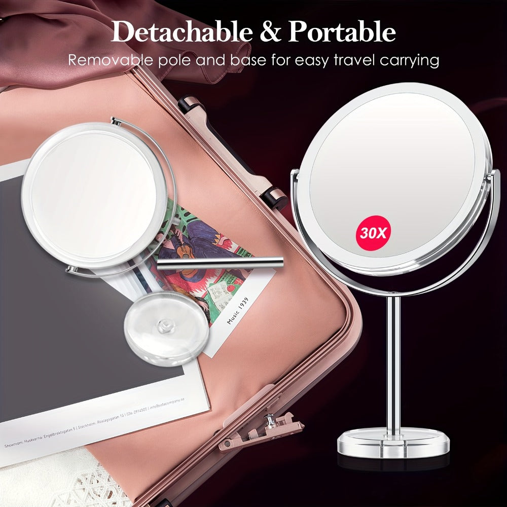 1X/30X Magnifying Makeup Mirror with Stand ¨C Double Sided 360¡ã Rotation Vanity Mirror for Travel & Home