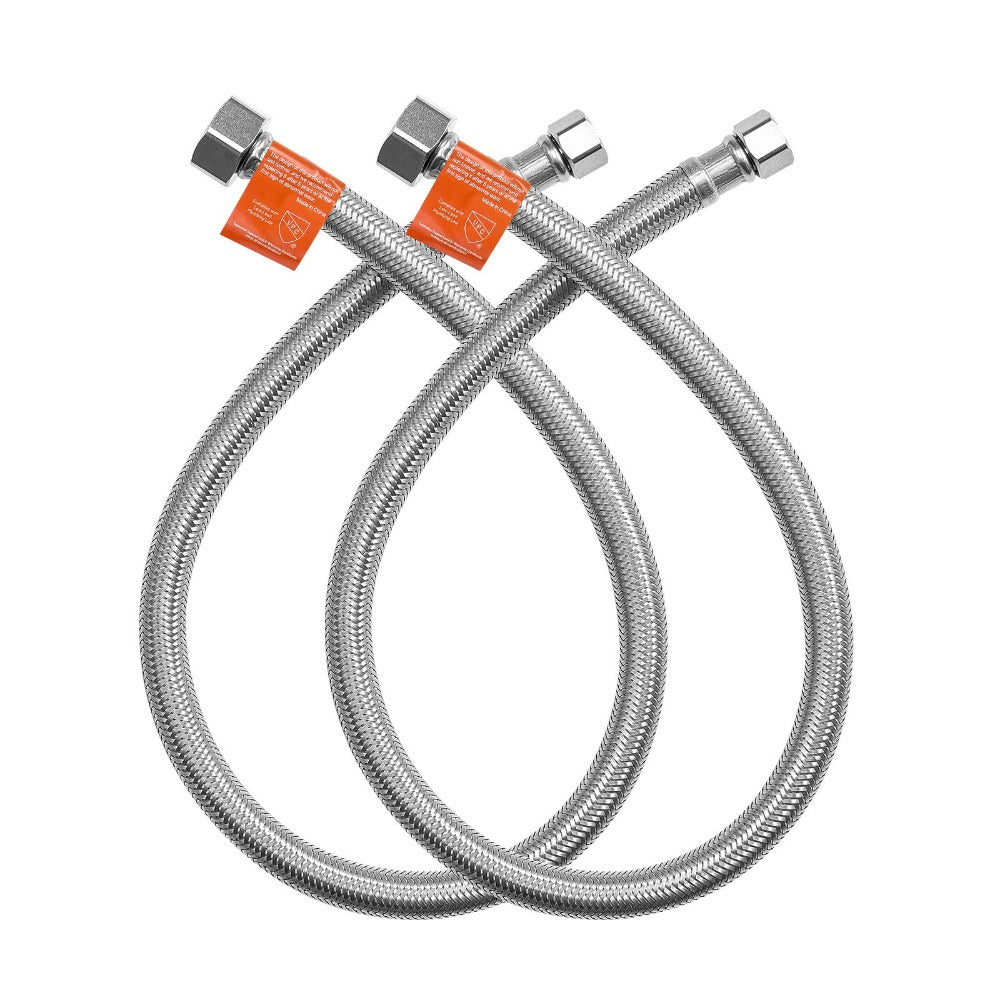 Braided Stainless Steel Faucet Supply Line - 304 SS Exterior, Lead-Free TPV Inner Tube, 3/8¡± Comp x 1/2¡± FIP, NSF & CUPC Certified, for Bathroom Kitchen Sink Faucet, 16in/10pcs or 24in/2pcs