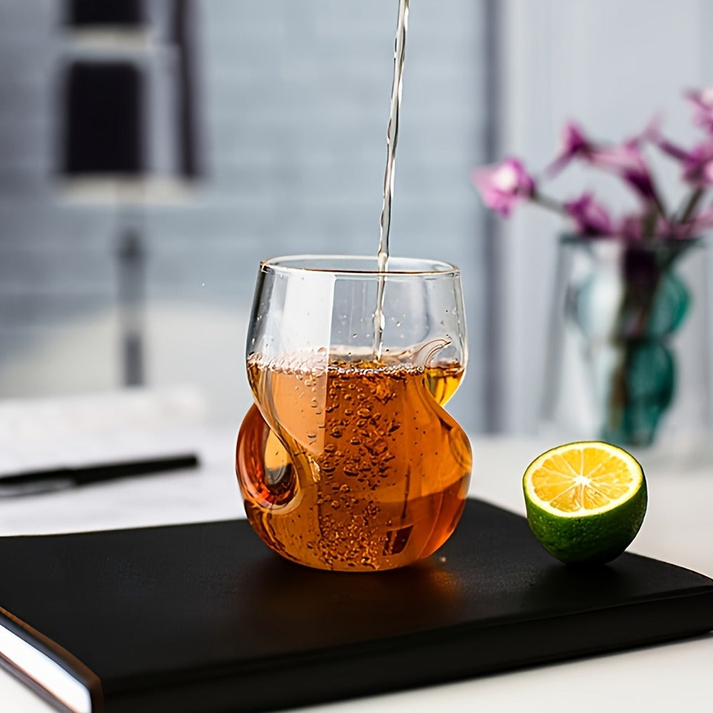 Borosilicate Drinking Glasses Set of 2 ¨C 16 Oz Elegant Curved Glassware for Wine, Iced Coffee, Mojitos, Juice & Whiskey ¨C Perfect for Parties, Weddings, Picnics & Gatherings