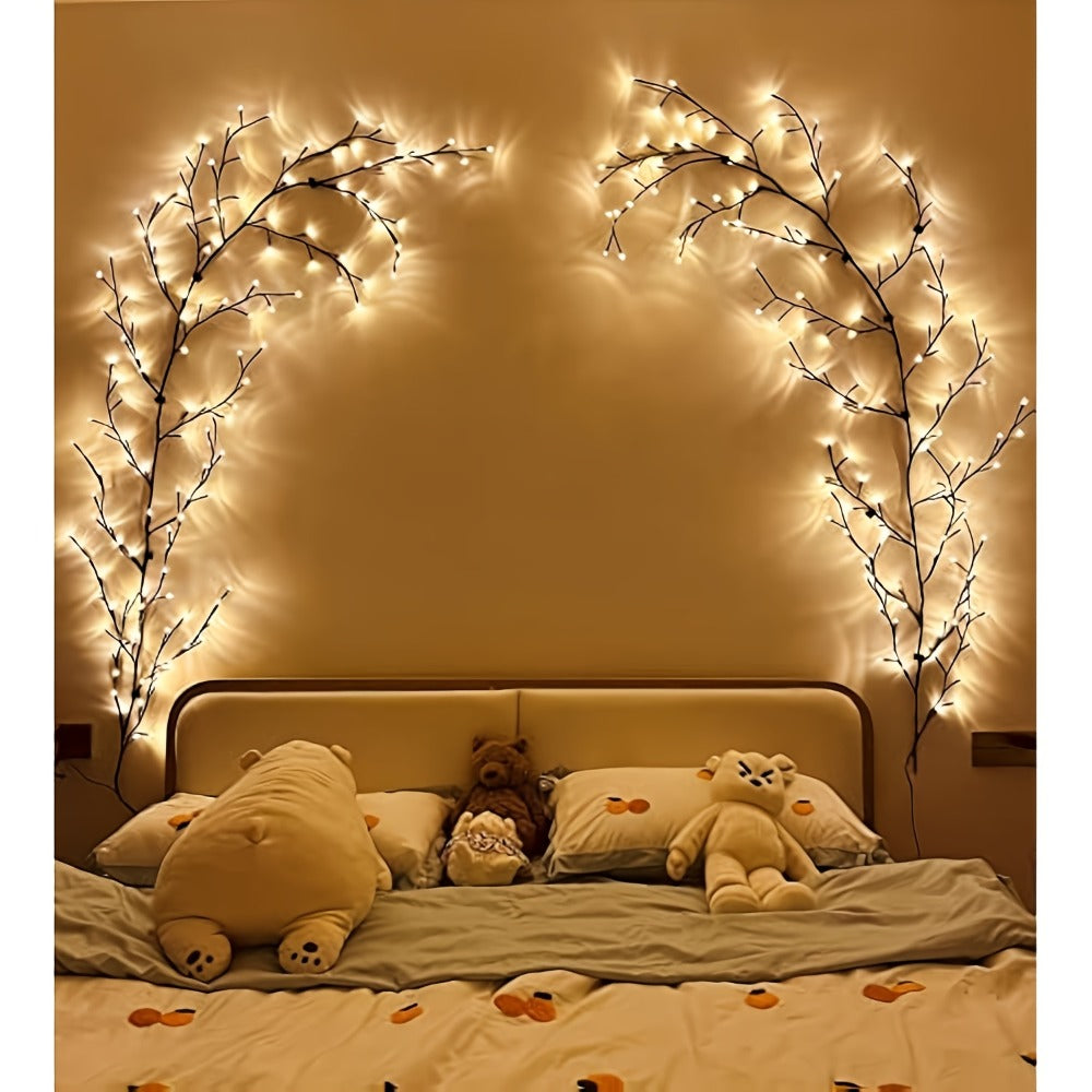 96 LED Fairy Lights USB Powered - 6ft Bendable Willow Branch String Lights with 8 Modes & Remote Control for Indoor Home Decor, Wedding, Christmas, Holiday Party