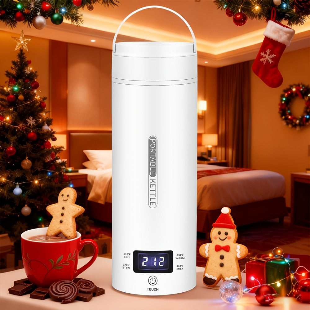 Travel Electric Kettle Mini Portable 304 Stainless Steel 4 Temperature Settings Auto Shut-Off Boil-Dry Protection BPA-Free Water Boiler for Tea Coffee White Black Pink