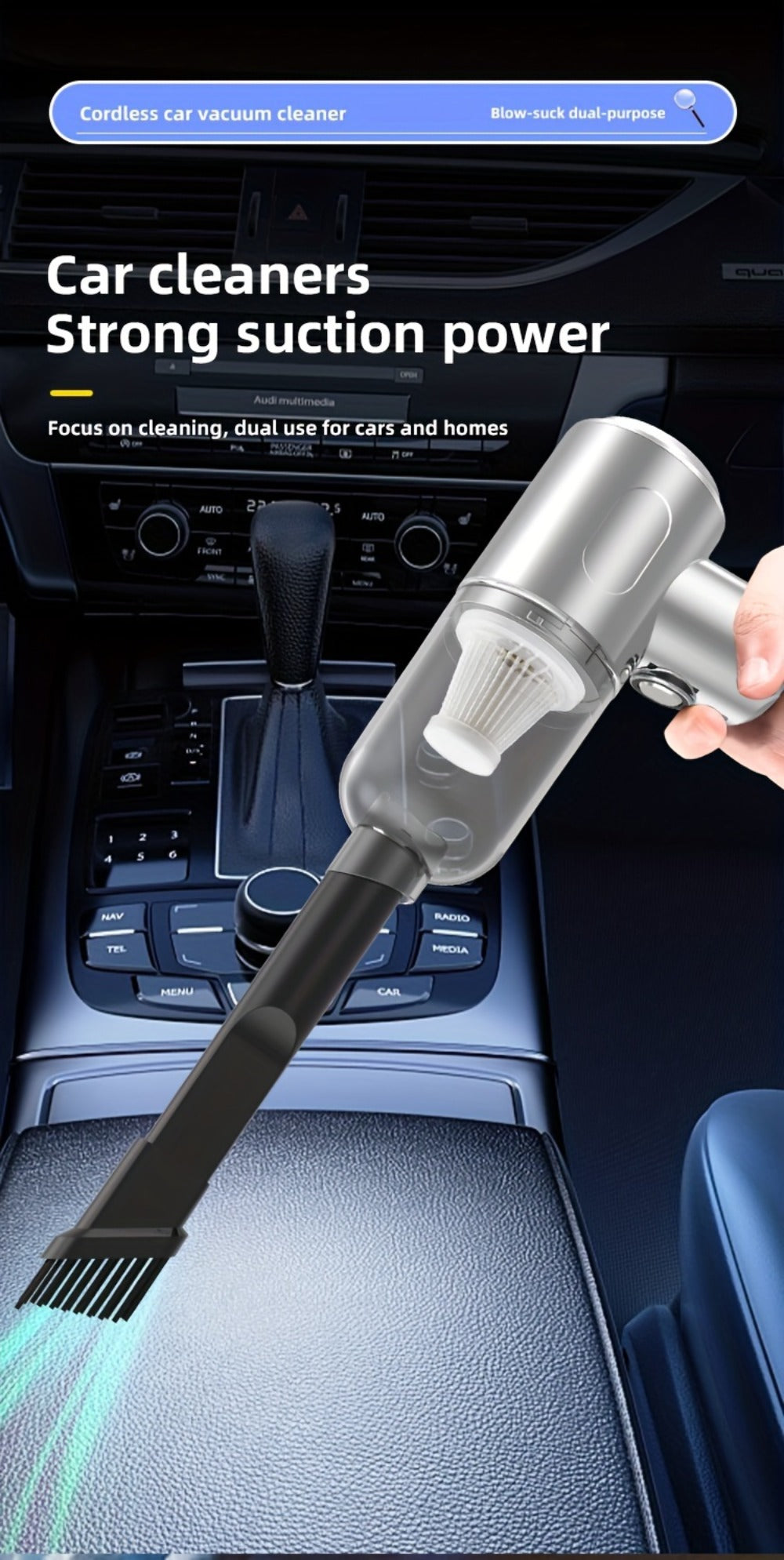 Cyclone Handheld Vacuum Cleaner Cordless Rechargeable with Strong Suction - Lightweight Portable for Home, Office, Car & Pet Hair, Allergy-Friendly Quick Cleanup Dust Buster, Easy to Use & Carry
