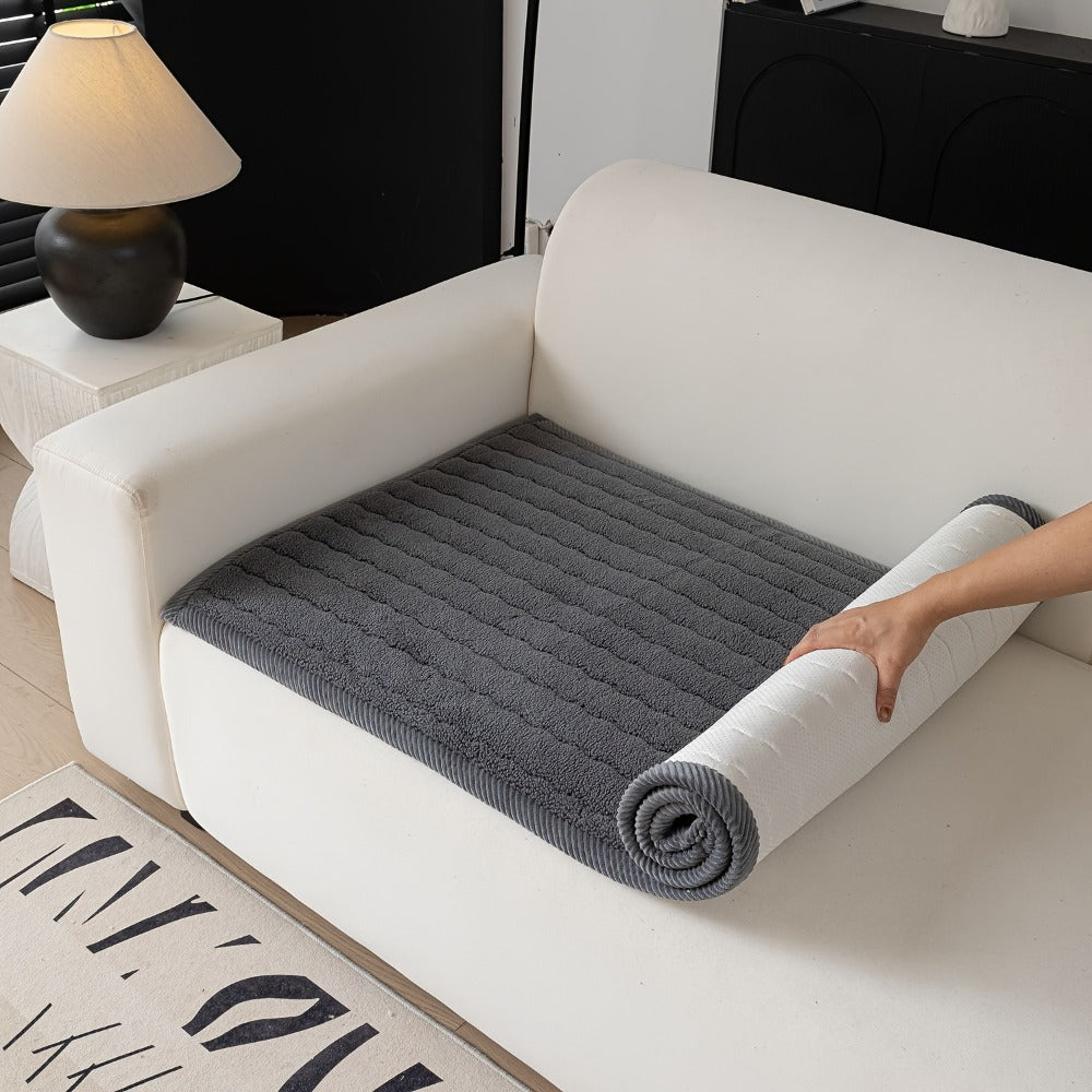 Plush Sofa Cover Bohemian Style Thickened Short Plush Non-Slip Machine Washable Pet Friendly Sofa Slipcover for Living Room Bedroom Office - Armrest Pad to 4 Seater