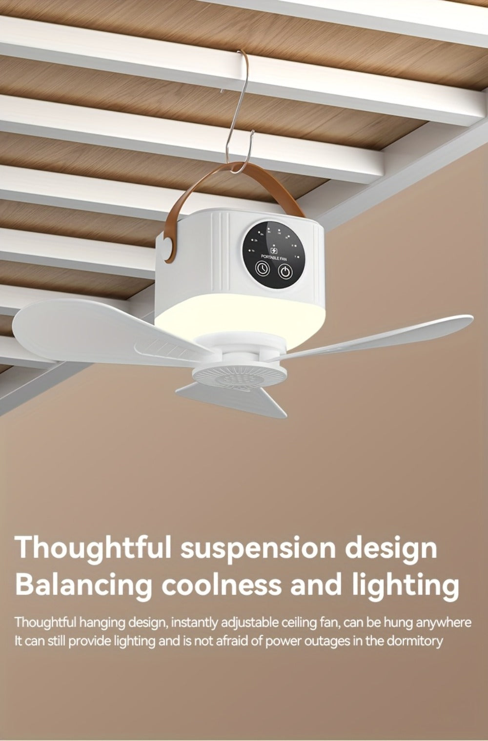 Portable Tent Fan with Remote Control USB Powered Hanging Hook Camping Fan with Triangular Stand Aromatherapy LED Light Emergency Survival Outdoor Fan