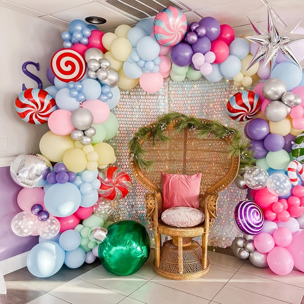 Pastel Balloon Set 370pcs ¨C 10 & 5 Inch Macaron Latex Balloons with Wreath Kit for Birthday Party, Wedding, Graduation & Celebration Decorations