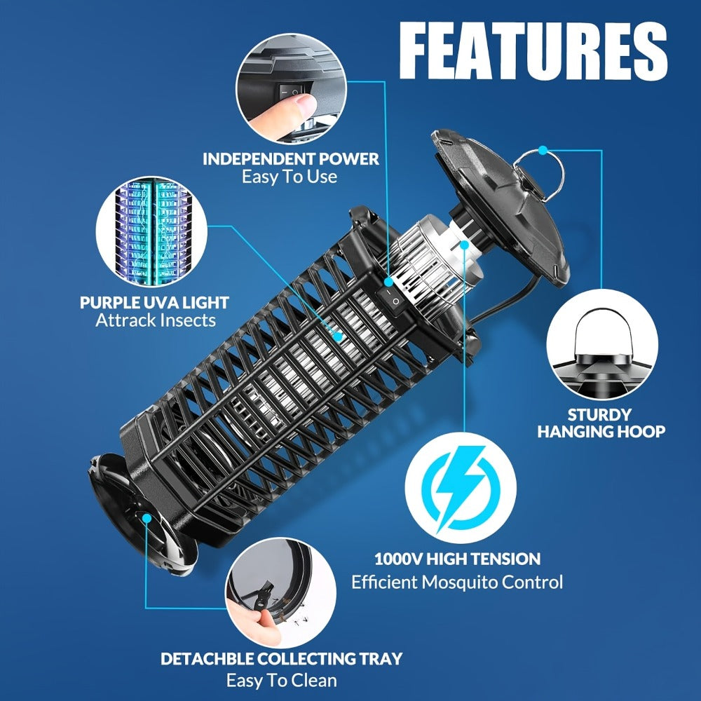 IPX4 Waterproof Bug Zapper Plug-In ¨C Electric Flying Insect Trap with LED Light & ABS Housing, Indoor Mosquito Zapper for Home, Bedroom, Kitchen & Patio, Safe Chemical-Free Fly Trap ¨C Black