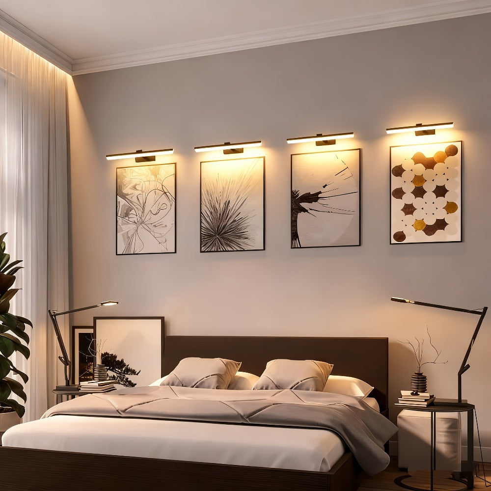 Picture Light 16 Inch Wireless Battery Powered LED Wall Light 6000mAh Rechargeable Remote Control Adjustable Brightness Art Light for Photo Frame Portrait Gallery Painting Home Decor Gold Black