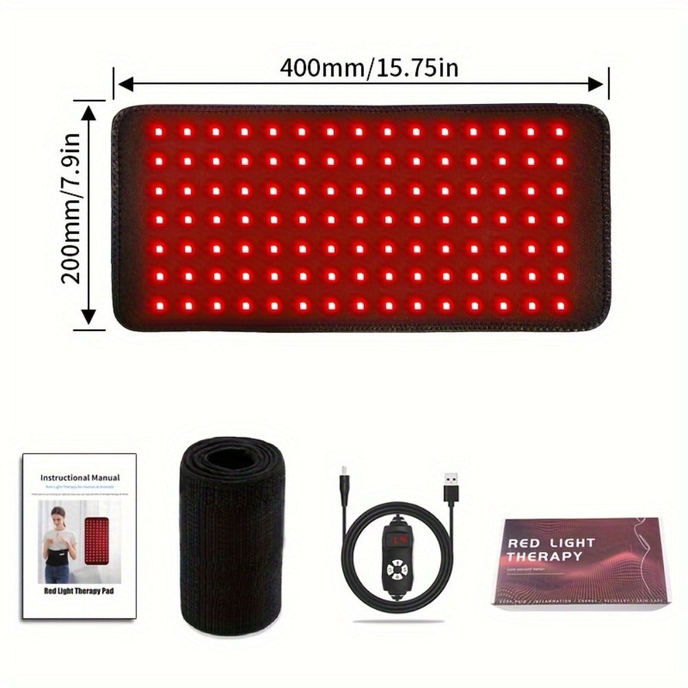 Red Light Therapy Pad Wearable Wrap with Timer ¨C Low Voltage Portable Infrared Light Device for Back, Waist, Shoulder & Knee Pain Relief, At-Home Body Recovery Wrap, Father's Day Gift, Black