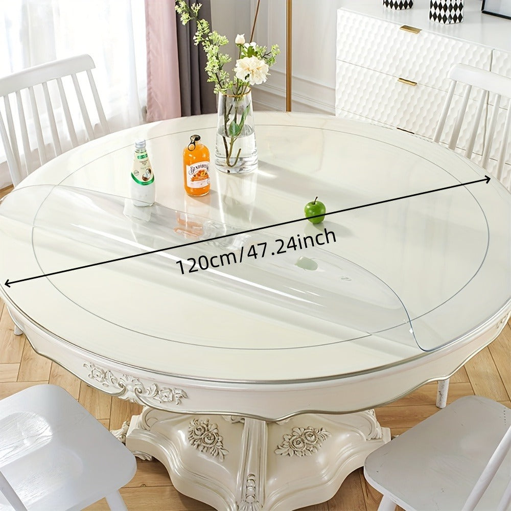 Round Clear PVC Table Cover Protector ¨C 1.5mm Thick Vinyl Tablecloth Pad, Waterproof, Heat-Resistant, Easy to Clean, for Dining & Coffee Tables