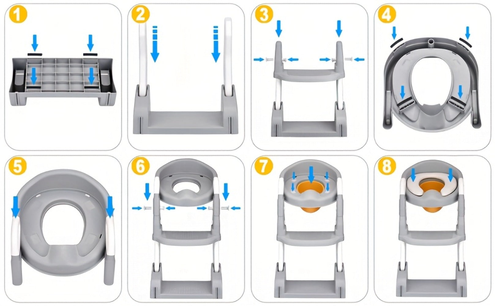 Potty Training Seat with Step Ladder 2-in-1 Toddler Toilet Seat & Stool - Foldable Kids Potty Chair with Splash Guard, Anti-Slip Pads & Handles for Boys Girls