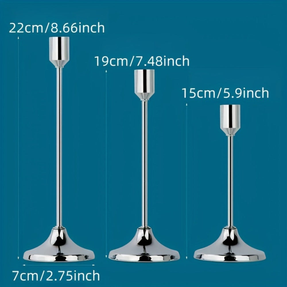 Metal Candlesticks Set of 6 ¨C Taper Candle Holders for Wedding Centerpiece, Christmas, Halloween, Thanksgiving, Hanukkah, Easter & Romantic Candlelight Dinner Table Decor, Assorted Sizes, 3 Finishes