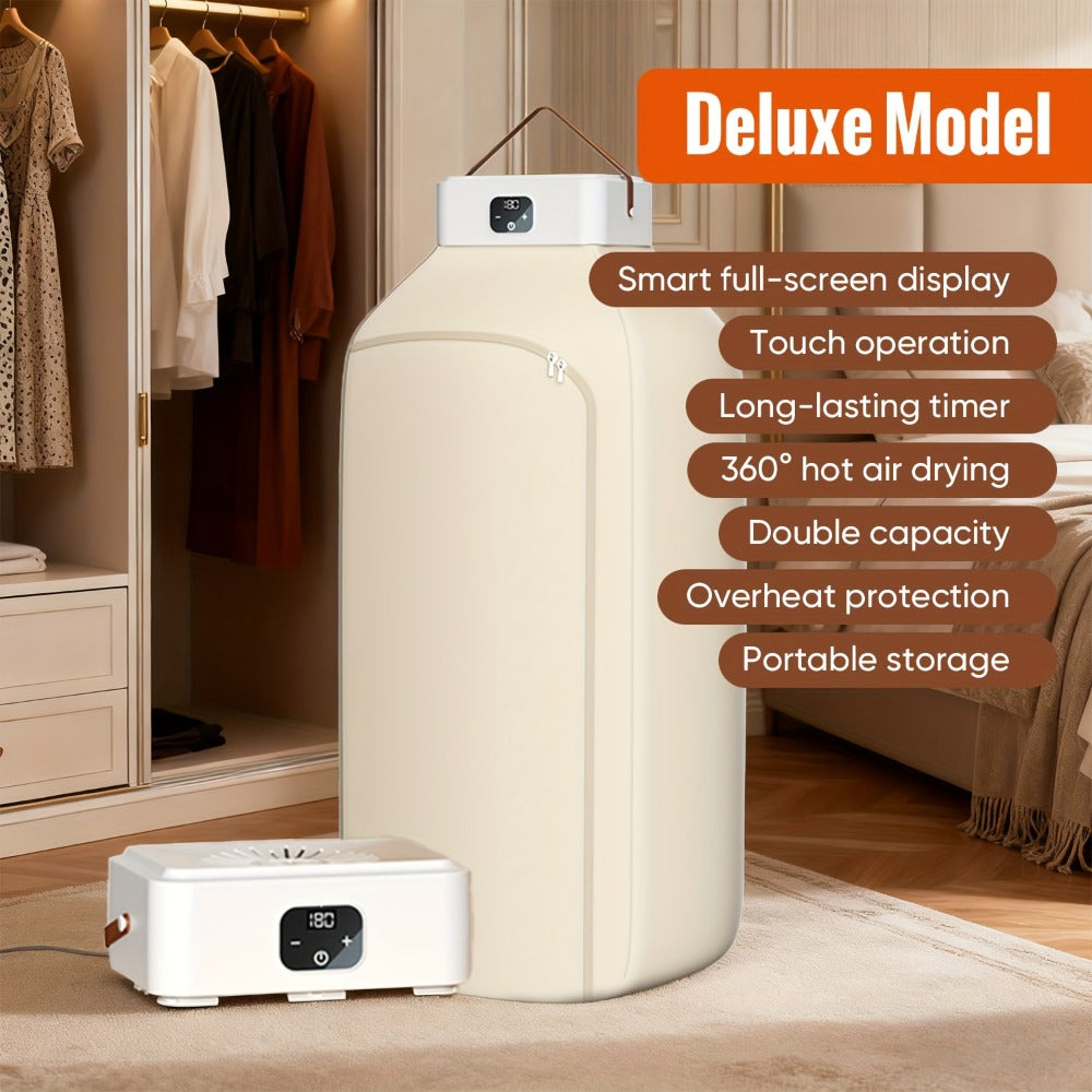 Foldable Clothes Dryer Smart Touch Screen Two-Speed Control Timer Function with Dry Bag Quick Drying Compact Design for Apartments Dorms RVs Home Upgraded Economic