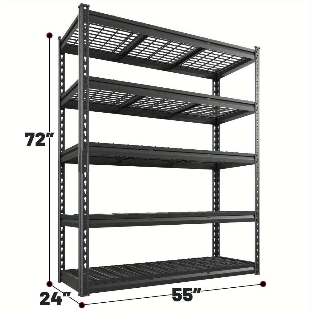 Heavy Duty 5 Tier Metal Shelving Unit Adjustable Up to 3000LBS for Garage Workshop Commercial Storage Rack No Bolt Easy Assembly Black