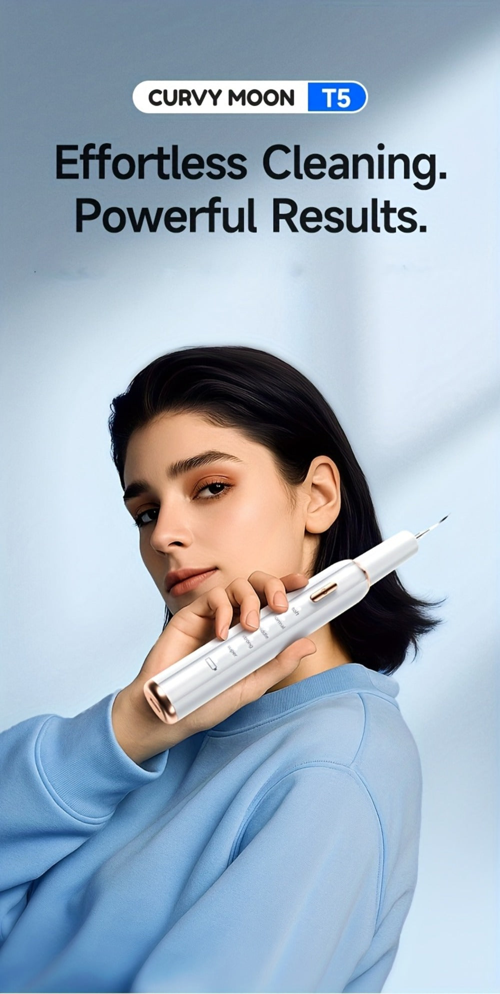 Interdental Plaque Remover with LED Light ¨C Electric Teeth Cleaner, 5 Cleaning Modes, 2 Replacement Heads, Oral Irrigator-Like Function, No Water Required, Dental Care for Travel & Home Use