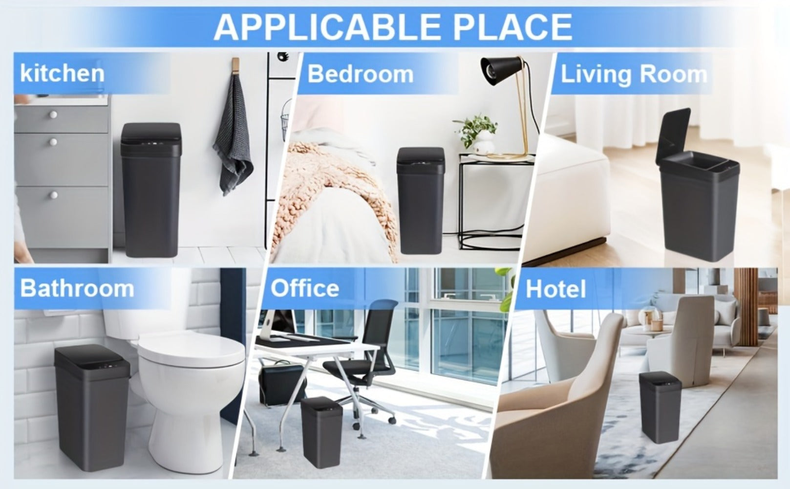 Motion Sensor Trash Can 2 Pack Touchless Automatic 4.2 Gal and 2.6 Gal with Lids Narrow Electric Garbage Bin for Bathroom Bedroom Office