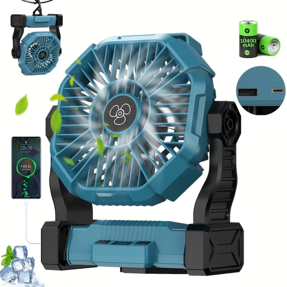 Camping Fan with LED Lantern 3-in-1 Rechargeable Portable Tent Fan with Hook Timer & Rotation for Car RV Barbecue Travel Outdoor