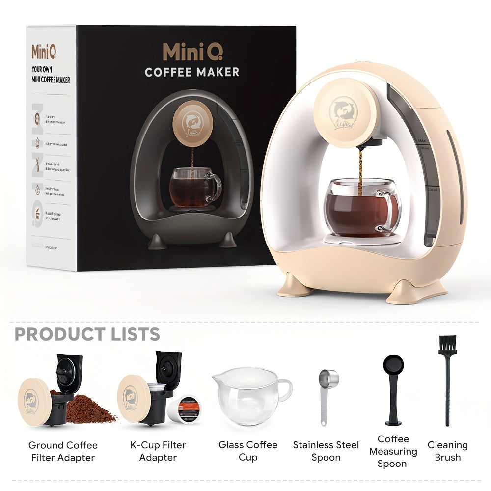 Espresso Coffee Maker 2-in-1 Single Serve Compatible with K-Cup and Ground Coffee Americano Mini Coffee Machine Tea Maker with Filter K-Cup Adapter 4-8oz Pink Champagne Gray Black