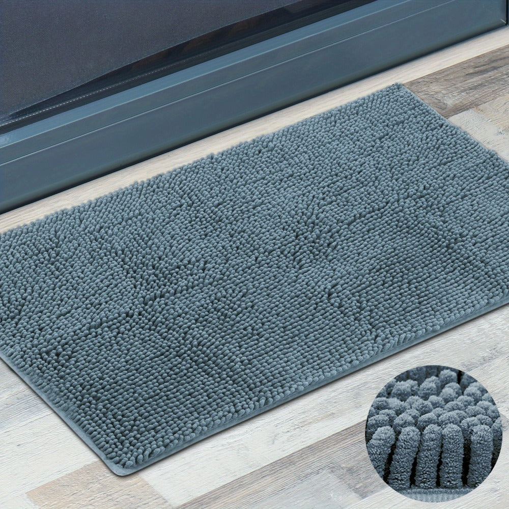 Chenille Doormat Absorbent Non-Slip Washable Indoor Outdoor Mat - Soft Shaggy Entryway Rug for Muddy Paws, Pets & Dogs | Machine Washable Front Door Mat in 18 Colors & 5 Sizes | Anti-Slip Rubber Backing