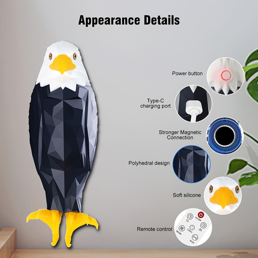 Eagle LED Wall Lamp ¨C Colorful Ambient Night Light with Motion Sensor, Rechargeable Battery, Remote Control & Magnetic Wall Mount for Bedroom Living Room Corridor Hallway Decor (Black)