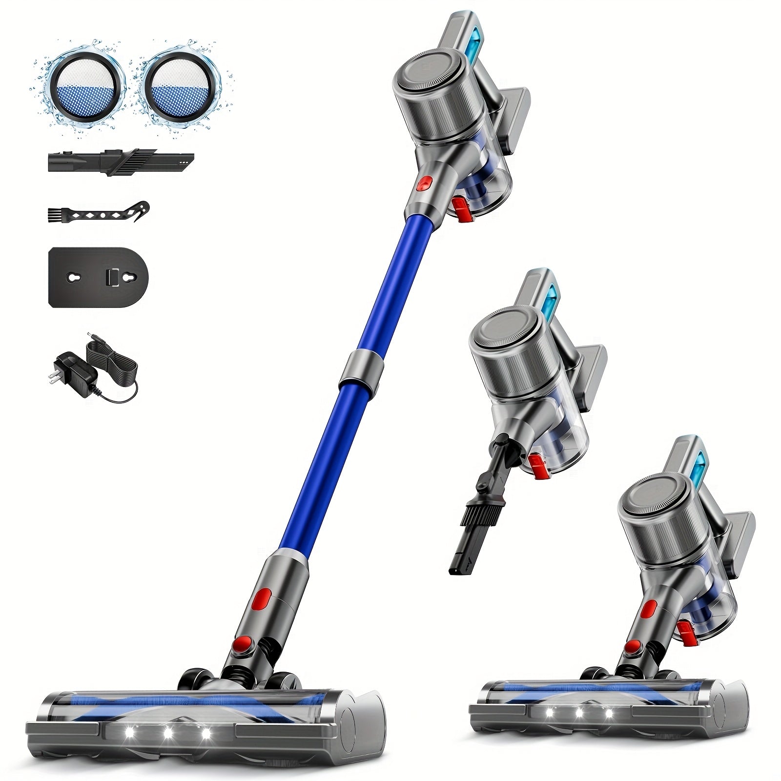 Cordless Stick Vacuum Cleaner 60Kpa 55-Min Runtime - Anti-Tangle Lightweight Handheld Vacuum for Hardwood Floor Carpet Pet Hair Corded Cordless 2200mAh Battery