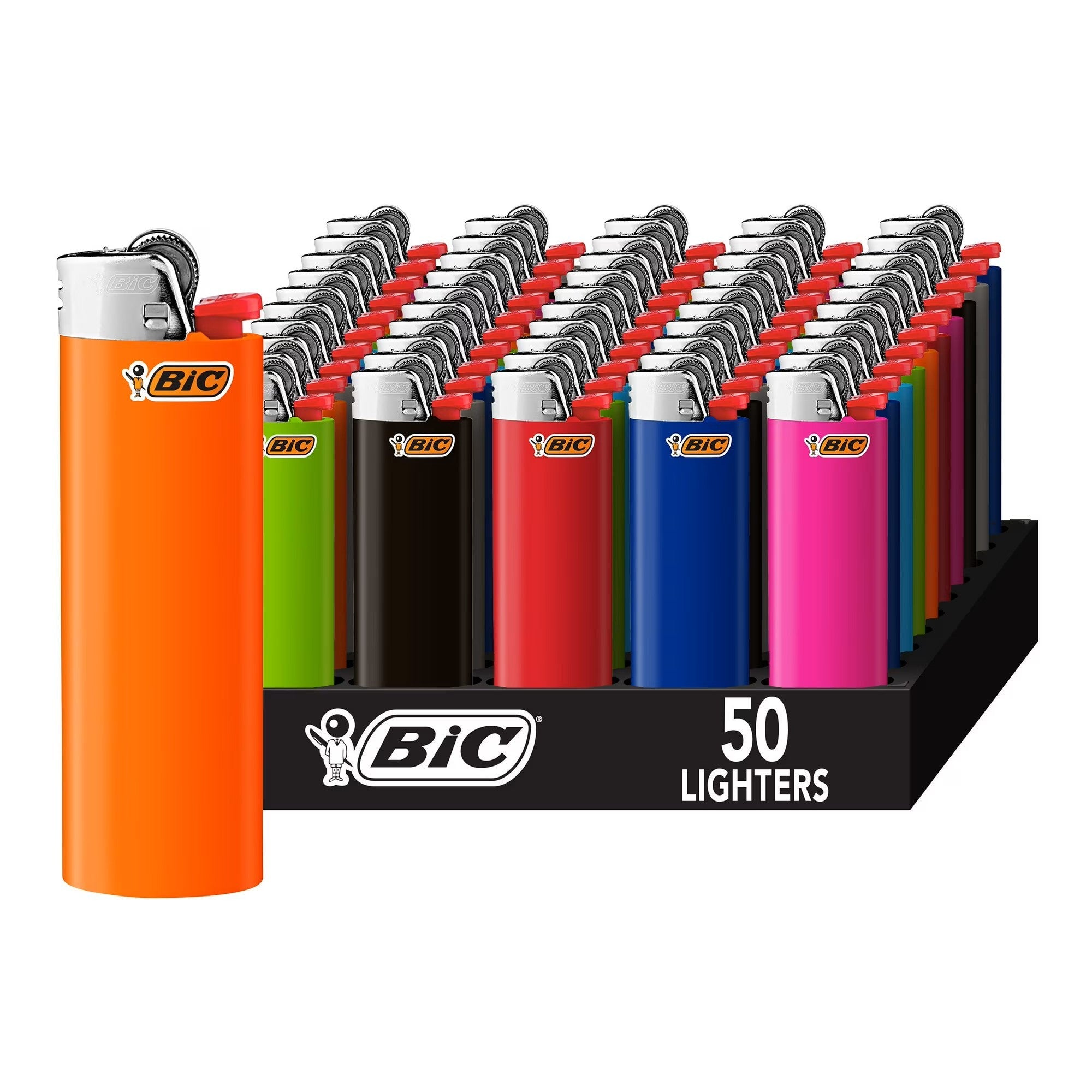 BIC Classic Pocket Lighters Bulk, Assorted Colors, Reliable Windproof Flame for Candles Fireplace Camping Grill, 4/6/8/10/20/25/50 Pack Value Set