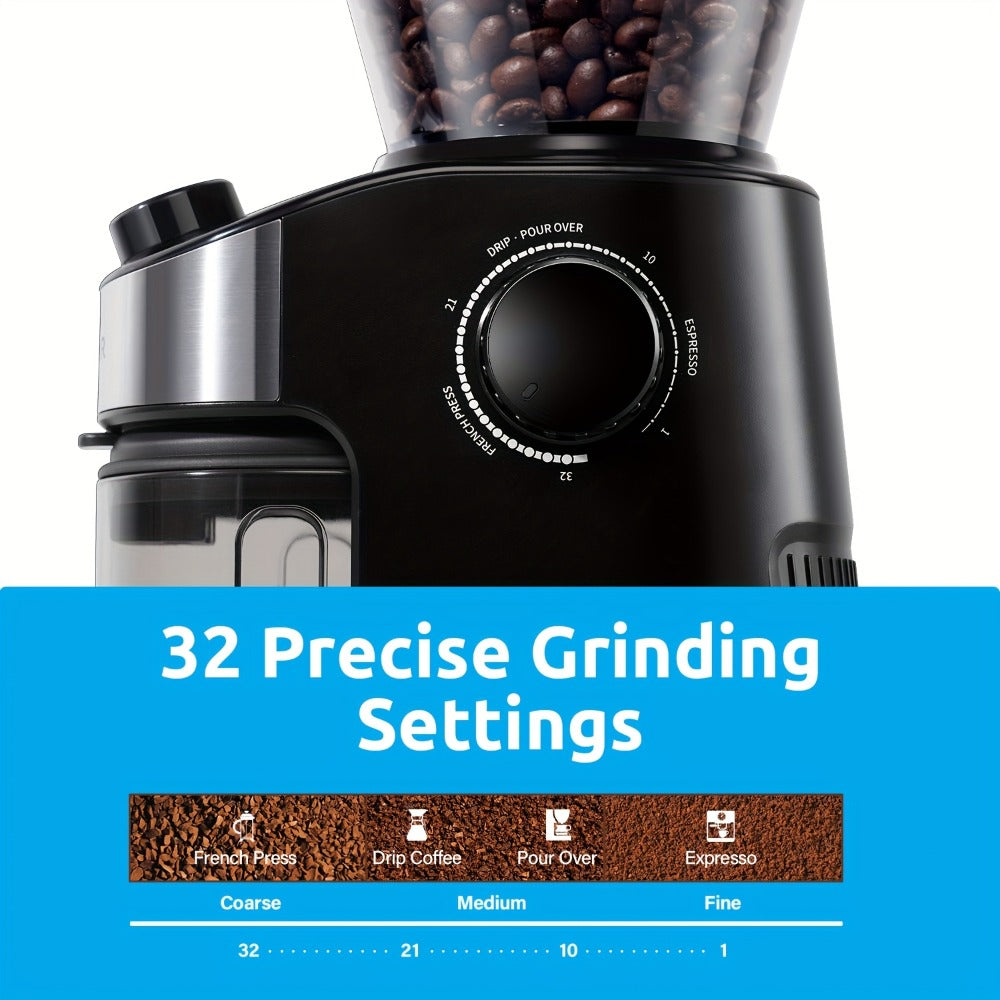 Burr Coffee Grinder Electric ¨C Automatic Coffee Bean Grinder with 40-Second Digital Timer, 25 Precise Grind Settings, Adjustable Burr Mill for Espresso, Drip, French Press & Pour Over ¨C Black