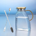 Glass Water Bottle Kettle Set ¨C Heat-Resistant Large Capacity Fridge Door Storage with Cleaning Brush & Long Spoon ¨C Perfect for Iced Tea, Cold Brew Coffee, Juice & Infused Water