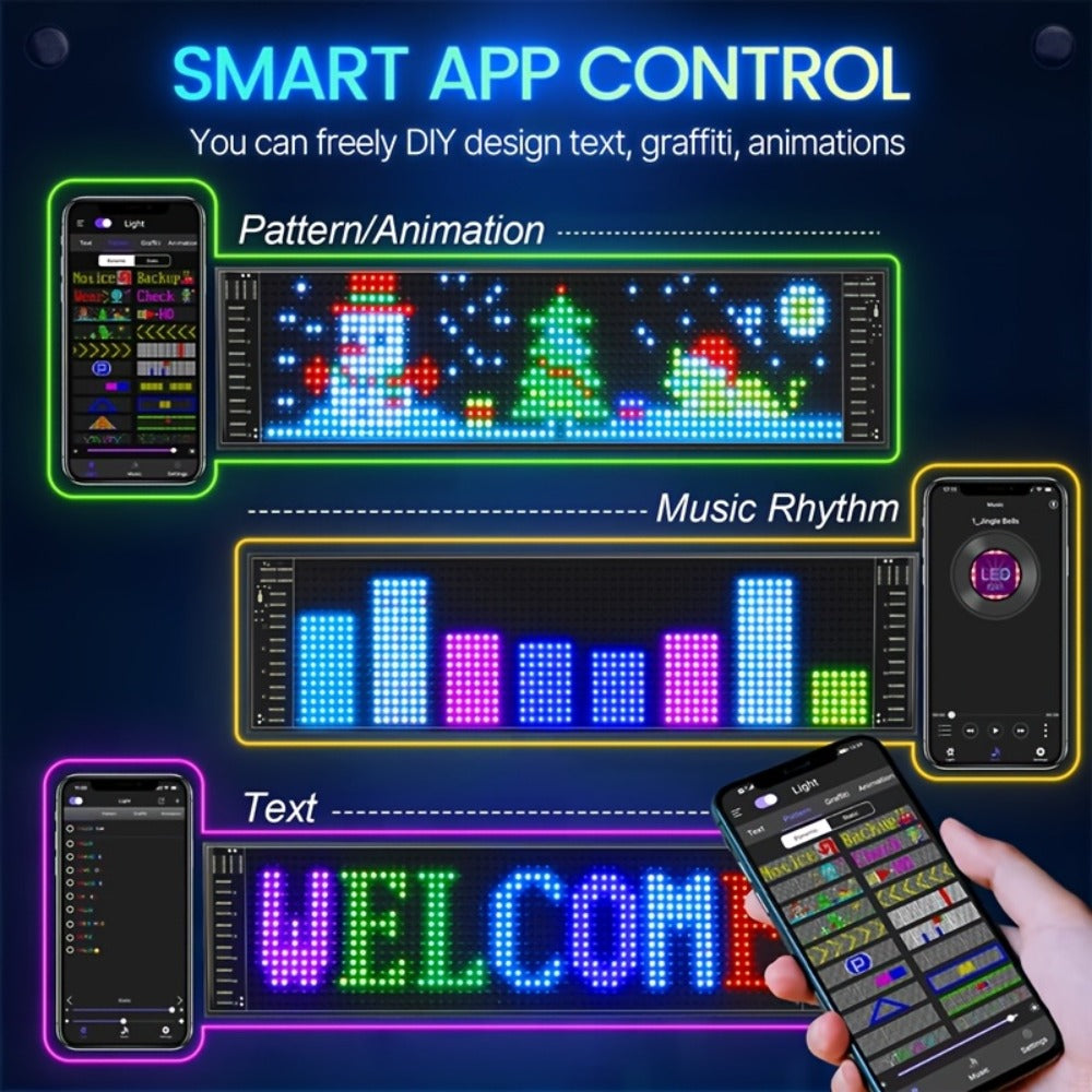 Flexible LED Display Screen Programmable Text & Animation, App & Remote Control, High-Definition RGB Matrix Panel for Any Curved Surface, Unique Gift for Friends & Family, Home Office Party Decoration