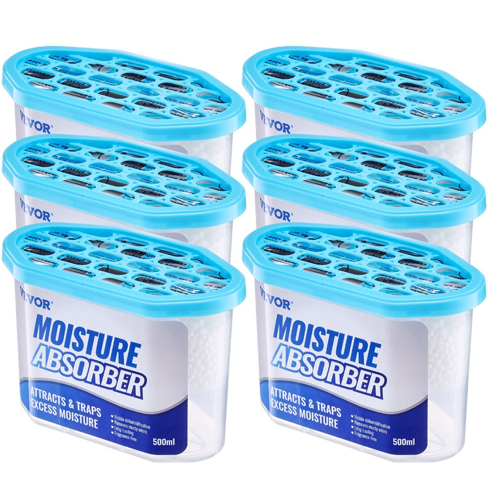 Moisture Absorber Boxes 6 Pack 500ml Calcium Chloride Dehumidifier Box Fragrance Free Humidity Absorber for Bathroom Closet Kitchen Bedroom Shoe Cabinet