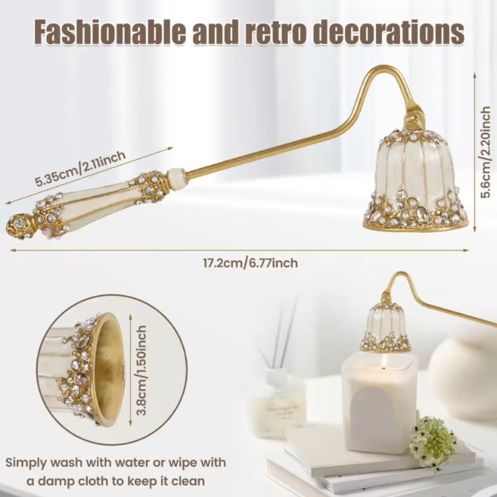 Candle Snuffer Long Handle - Elegant Metal Wick Flame Extinguisher Bell Candle Accessory for Home Decor, Candle Lovers, Spa & Aromatherapy Gift, Available in White & Red