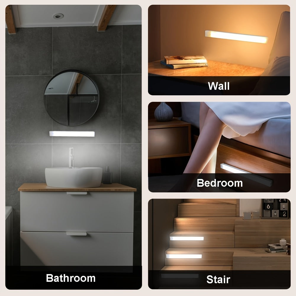Motion Sensor Light 3 Pack USB Rechargeable LED Cabinet Light Dimmable 3 Color Temps Magnetic Base for Kitchen Closet Stairs Hallway Bedroom 7.87¡± 11.81¡±
