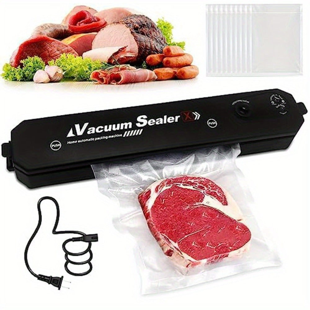 Food Vacuum Sealer Machine 1850W, Automatic Vacuum Sealer with 50 Vacuum Bags ¡ª Compact Food Preservation Air Sealer for Fresh Food & Long-Term Storage | Black & White