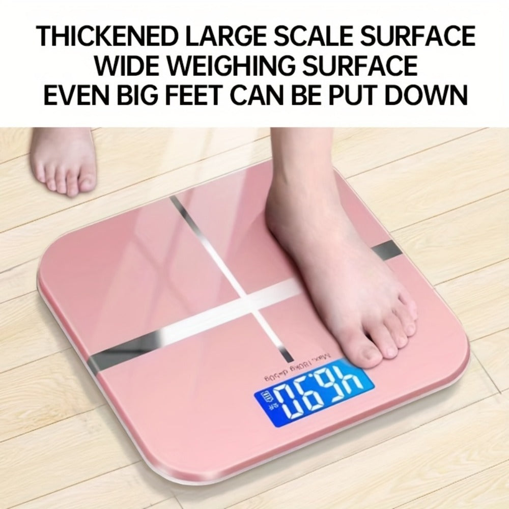 USB Rechargeable Bathroom Scale 400lb ¨C Smart Digital Body Weight Scale, HD LCD & Fahrenheit Temperature Display, kg/lb Switch, Ultra-Wide Platform, USB Charging or Battery Powered, Black & Pink
