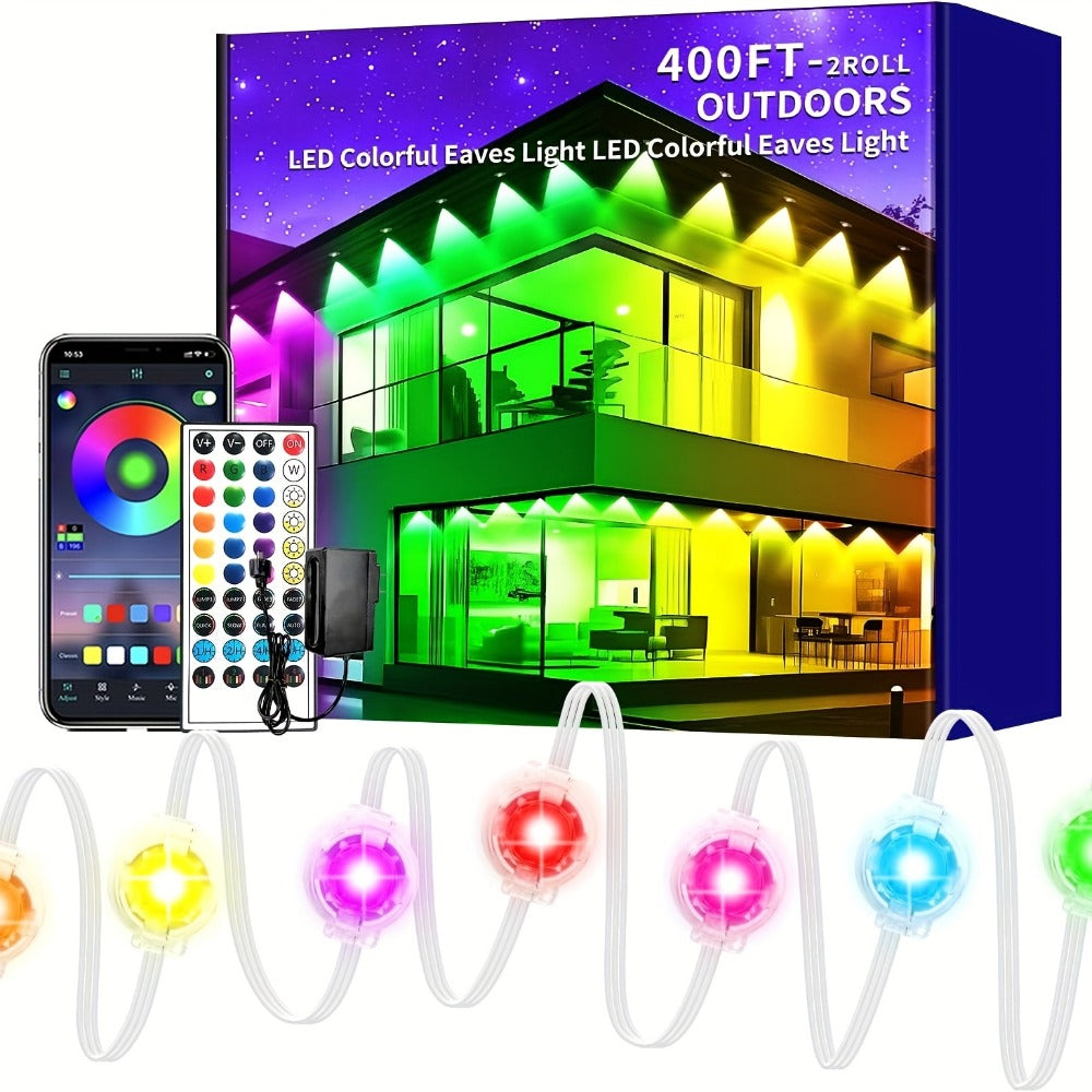 Permanent Outdoor Lights RGB Eave Light IP67 Waterproof | DIY Scene Mode Music Sync Color Changing | Outdoor Decoration Garden Party Holiday Lighting 50FT 100FT 200FT 300FT 400FT