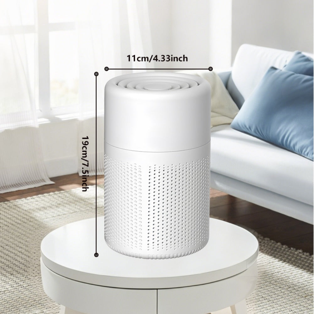 USB Negative Ion Air Purifier with Blue Light & Aromatherapy Box ¨C Removes Dust, Smoke, Formaldehyde, VOCs & PM2.5, Type-C Powered Desktop Air Cleaner for Bedroom, Office & Bathroom, 50 m3/h Airflow