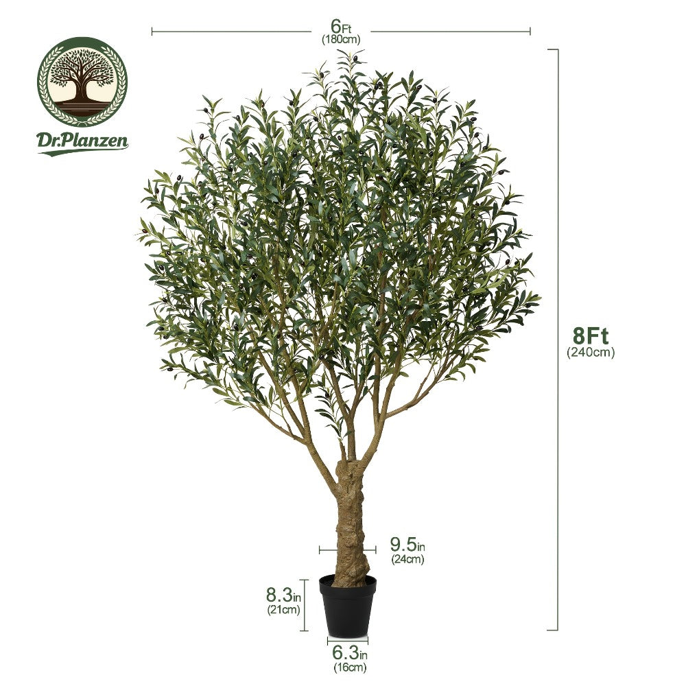 Artificial Olive Tree 5/6/7/8FT UV-Resistant Faux Olive Plant with Black Planter, Lifelike Silk Leaves, Mediterranean Indoor Outdoor Decor for Living Room Office Bedroom Patio