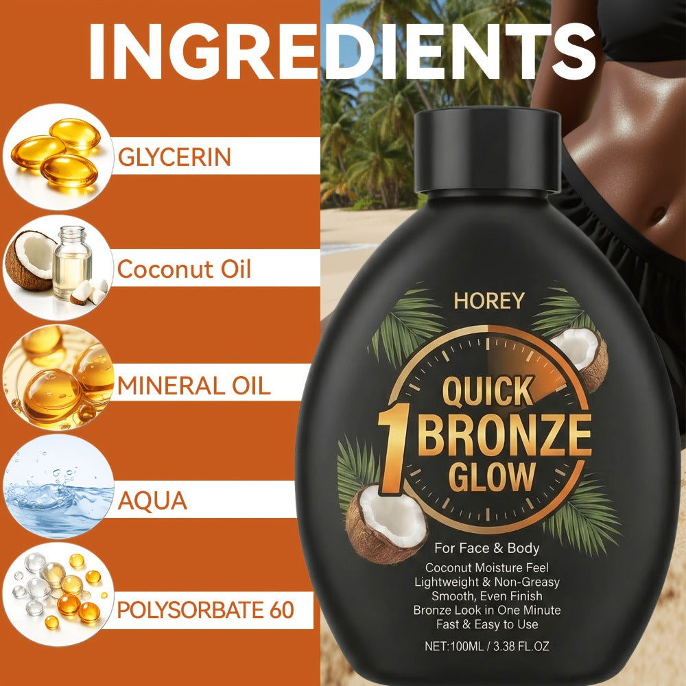 Dark Self Tanning Lotion Sunless Tanner 3.38oz - Instant Radiance, Hydrating & Smoothing, Tattoo Friendly | Lasting Bronze & Golden Brown Glow | Beach Style Formula