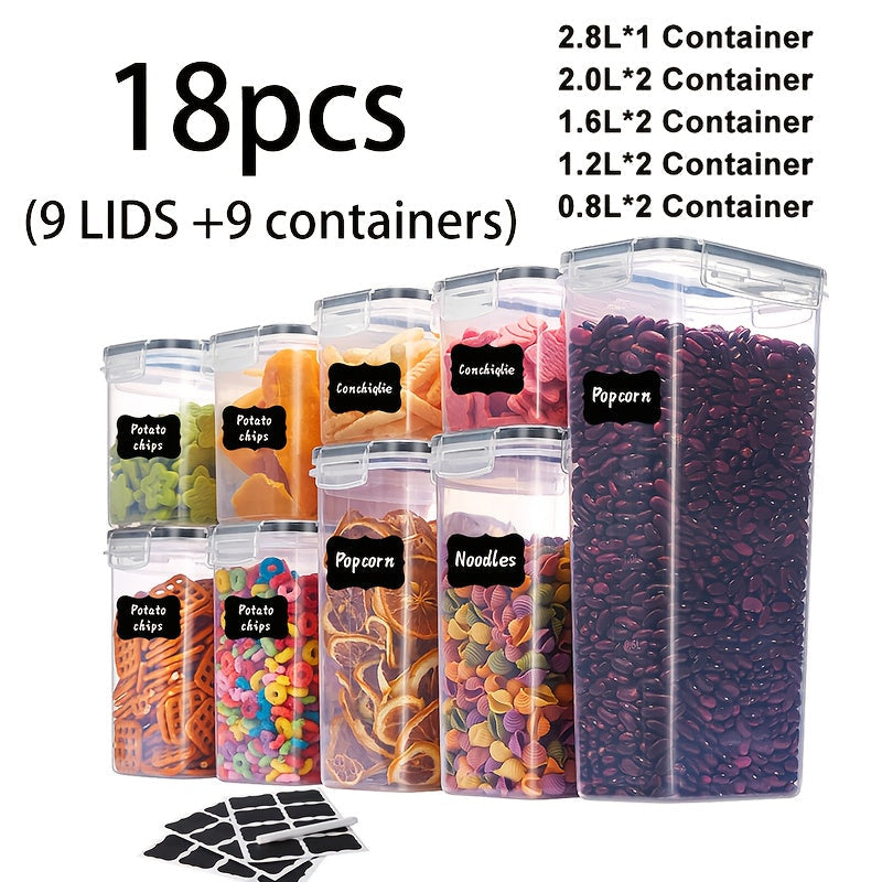 Airtight Food Storage Containers with Lids BPA Free Plastic Kitchen Pantry Organizer Set for Rice Cereal Pasta Flour Sugar Spaghetti - 6 14 18 30 48 60 84pcs Flip Top Seal Canister Set